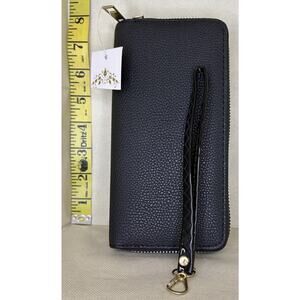 ALFA Bags Black Double Zipper Wallet with Handle